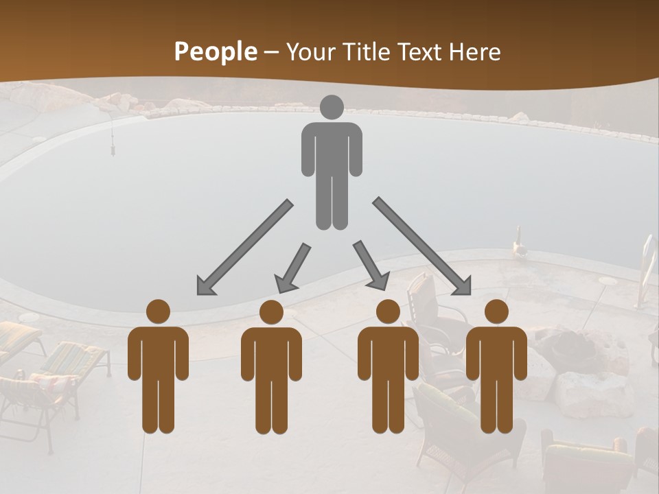 An Aerial View Of A Pool With Chairs Around It PowerPoint Template