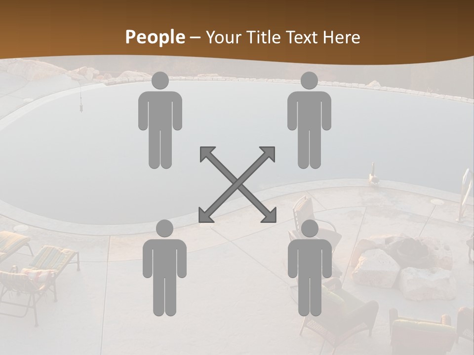 An Aerial View Of A Pool With Chairs Around It PowerPoint Template