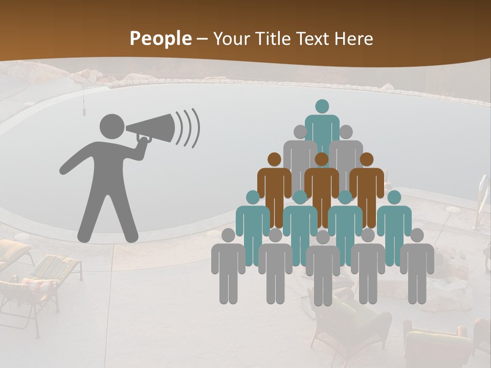 An Aerial View Of A Pool With Chairs Around It PowerPoint Template