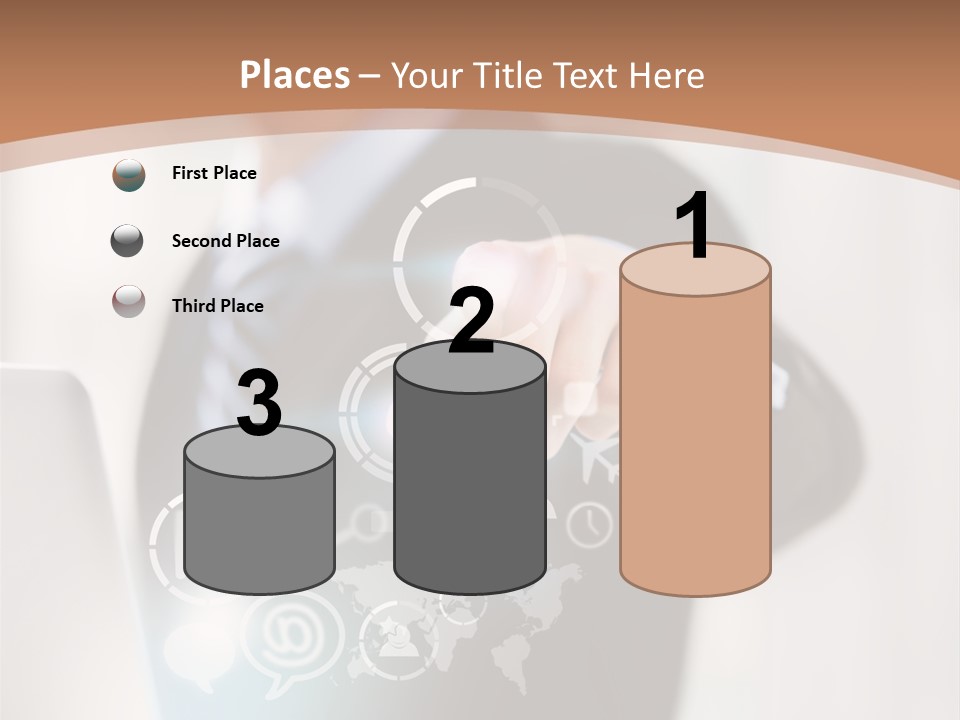 A Woman In A Business Suit Touching A Touch Screen PowerPoint Template