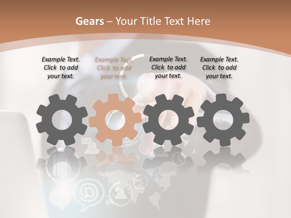 A Woman In A Business Suit Touching A Touch Screen PowerPoint Template
