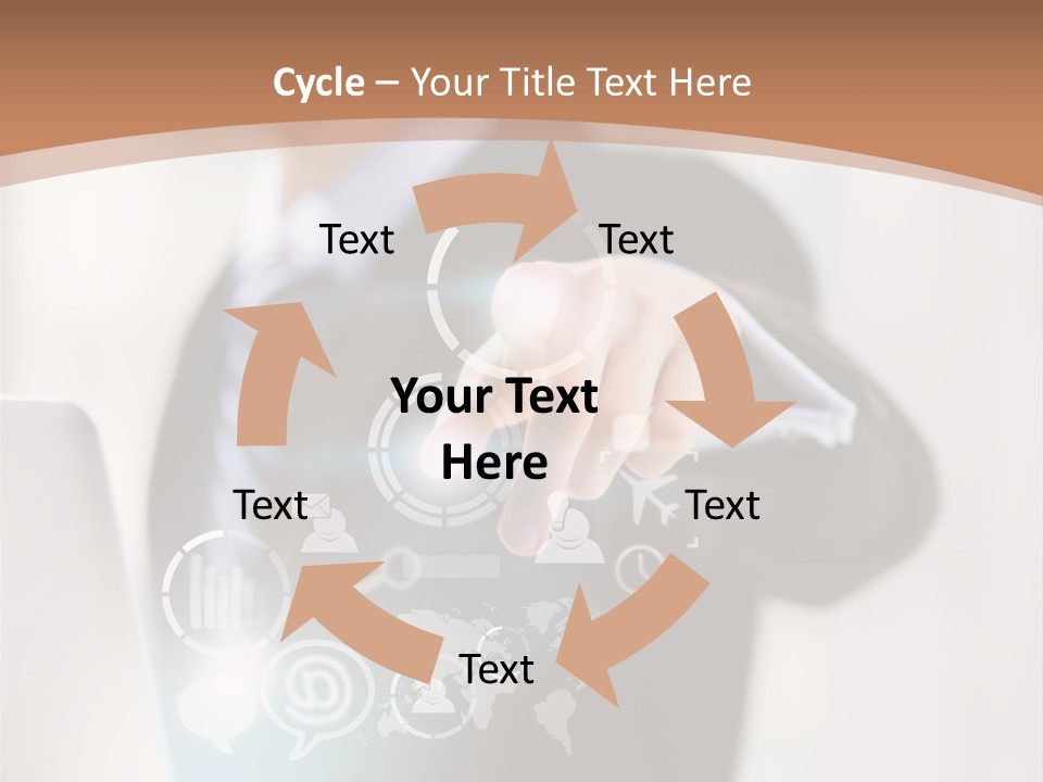 A Woman In A Business Suit Touching A Touch Screen PowerPoint Template