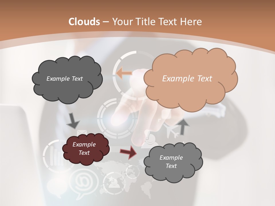 A Woman In A Business Suit Touching A Touch Screen PowerPoint Template