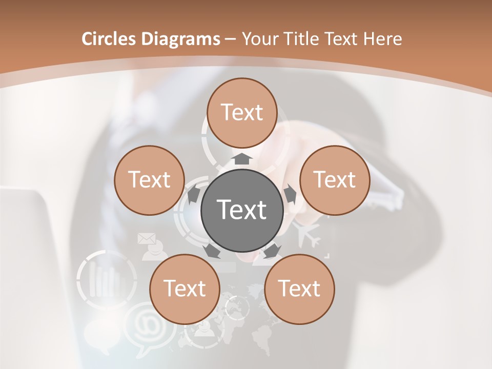 A Woman In A Business Suit Touching A Touch Screen PowerPoint Template