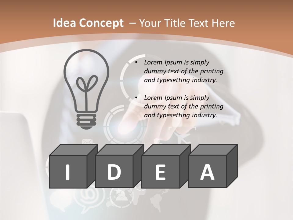 A Woman In A Business Suit Touching A Touch Screen PowerPoint Template