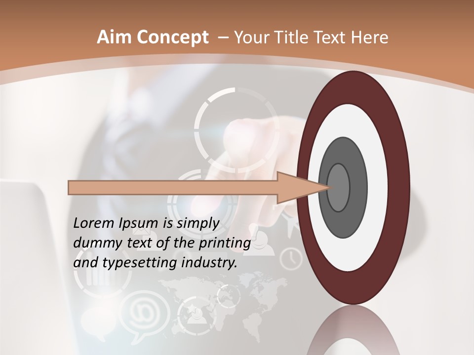 A Woman In A Business Suit Touching A Touch Screen PowerPoint Template