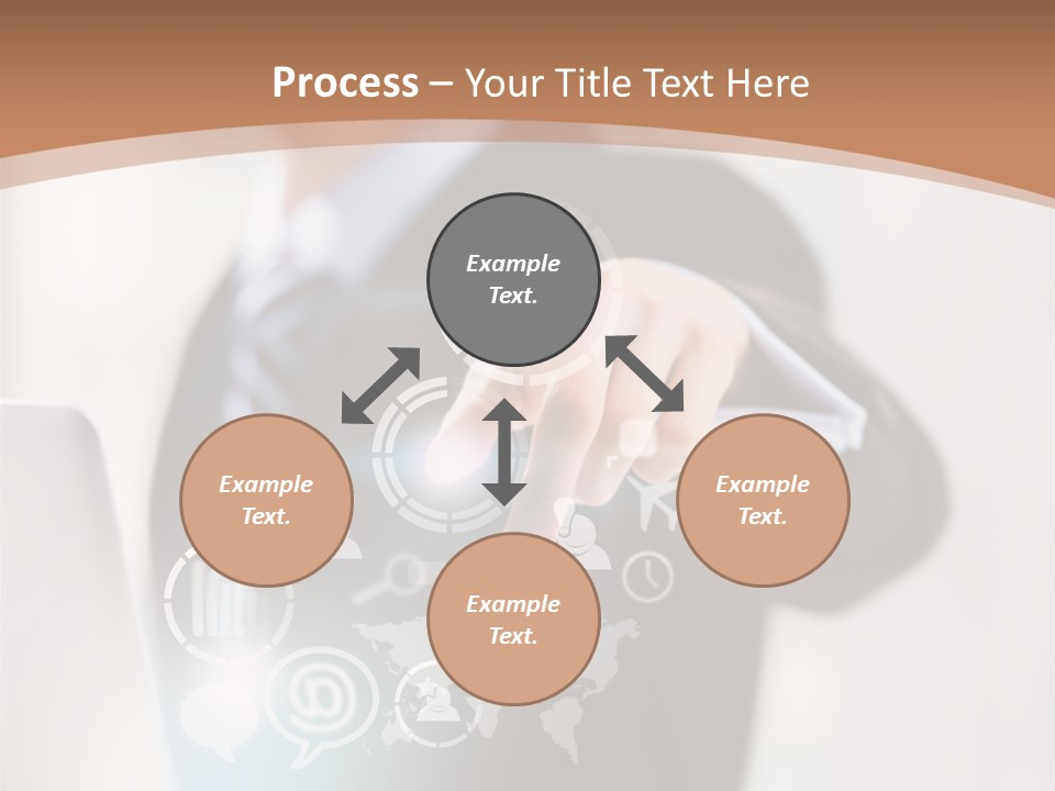 A Woman In A Business Suit Touching A Touch Screen PowerPoint Template