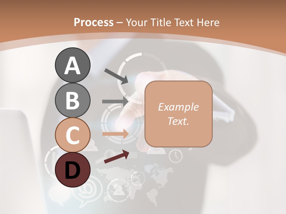 A Woman In A Business Suit Touching A Touch Screen PowerPoint Template
