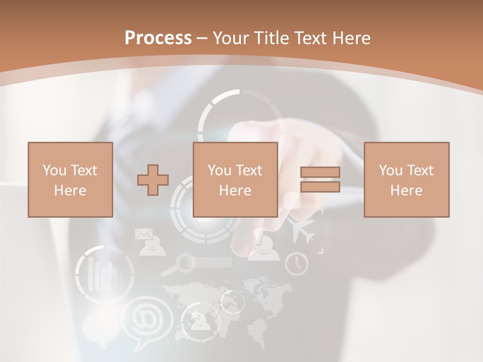 A Woman In A Business Suit Touching A Touch Screen PowerPoint Template