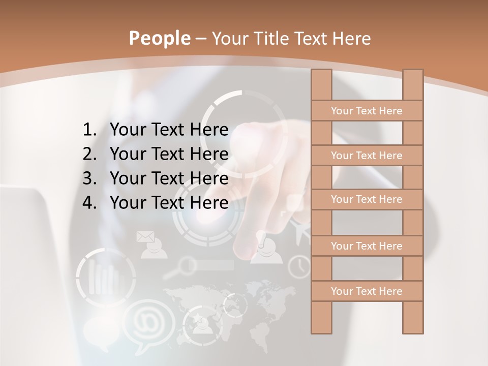 A Woman In A Business Suit Touching A Touch Screen PowerPoint Template