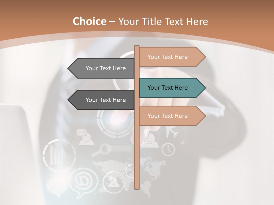 A Woman In A Business Suit Touching A Touch Screen PowerPoint Template