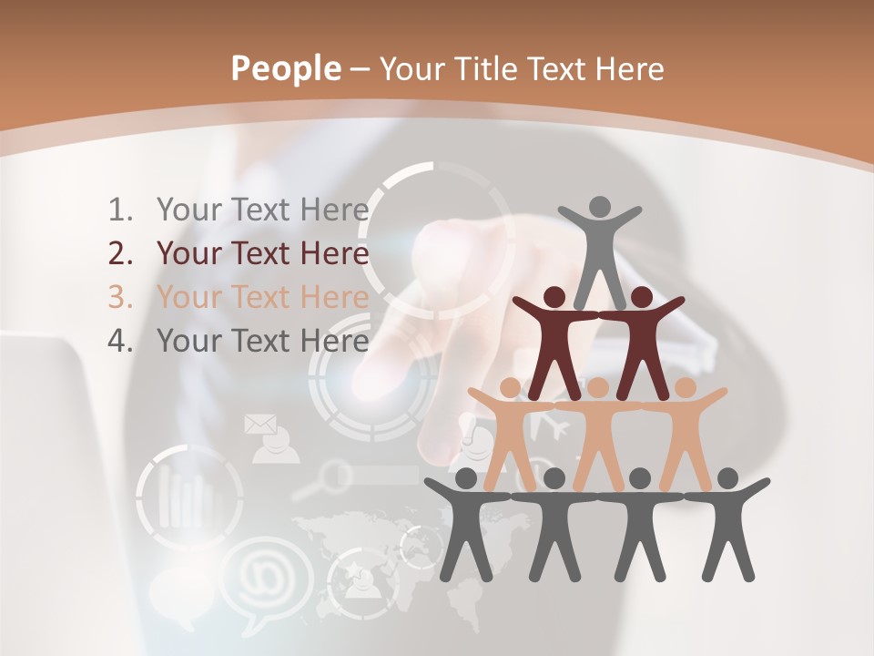 A Woman In A Business Suit Touching A Touch Screen PowerPoint Template