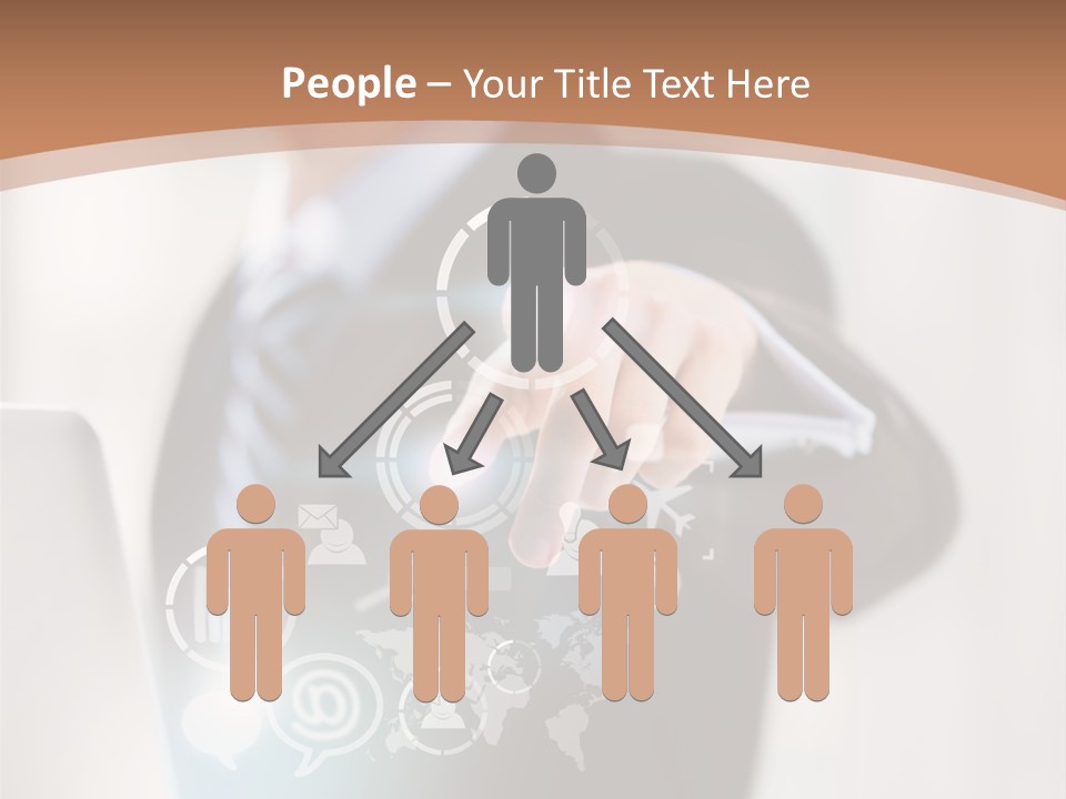 A Woman In A Business Suit Touching A Touch Screen PowerPoint Template