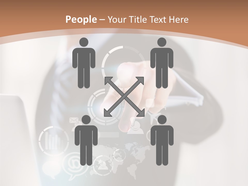 A Woman In A Business Suit Touching A Touch Screen PowerPoint Template