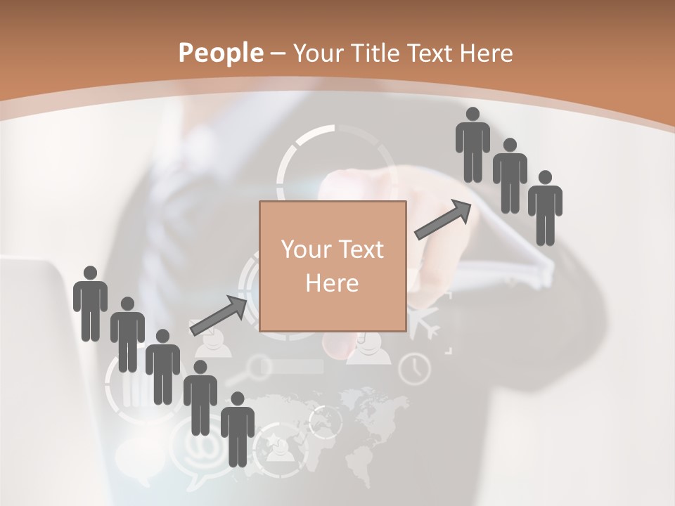A Woman In A Business Suit Touching A Touch Screen PowerPoint Template
