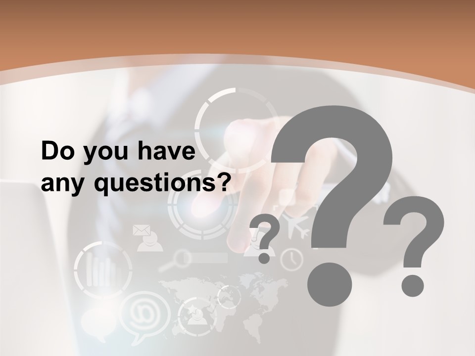 A Woman In A Business Suit Touching A Touch Screen PowerPoint Template