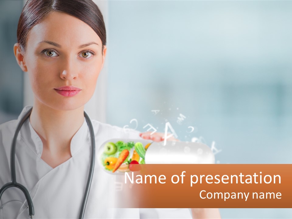 A Woman Doctor Is Holding A Plate Of Food PowerPoint Template