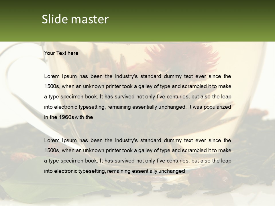 A Cup Of Green Tea With A Red Flower In It PowerPoint Template