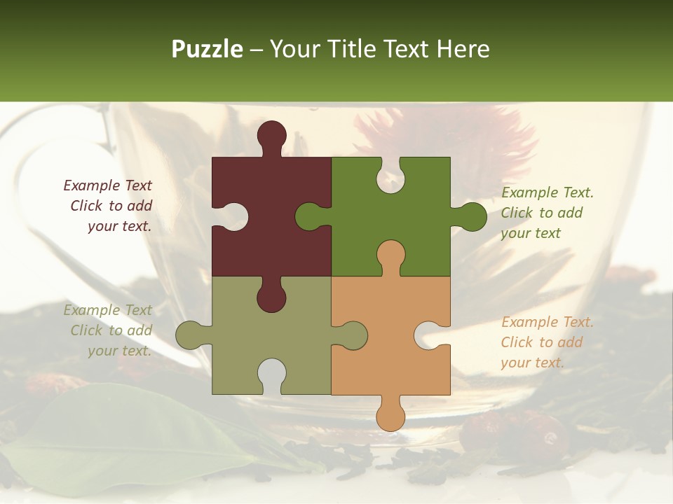 A Cup Of Green Tea With A Red Flower In It PowerPoint Template