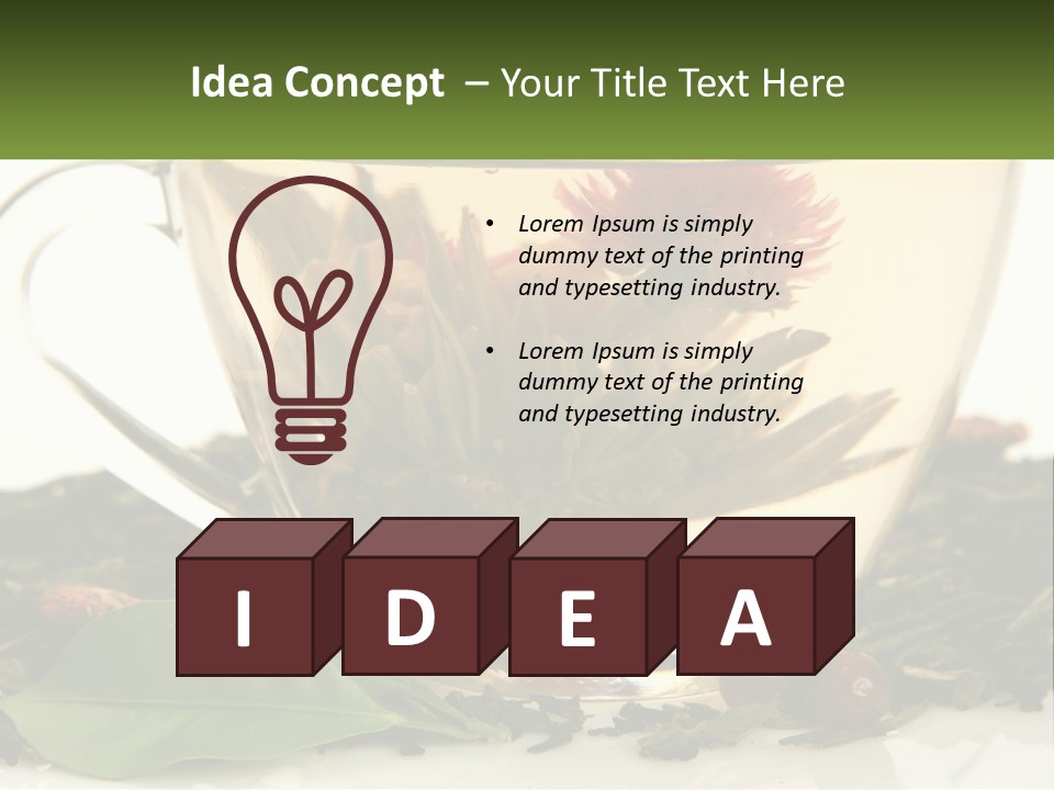 A Cup Of Green Tea With A Red Flower In It PowerPoint Template