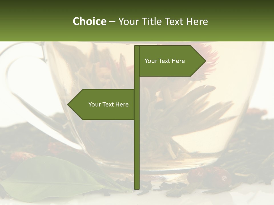 A Cup Of Green Tea With A Red Flower In It PowerPoint Template