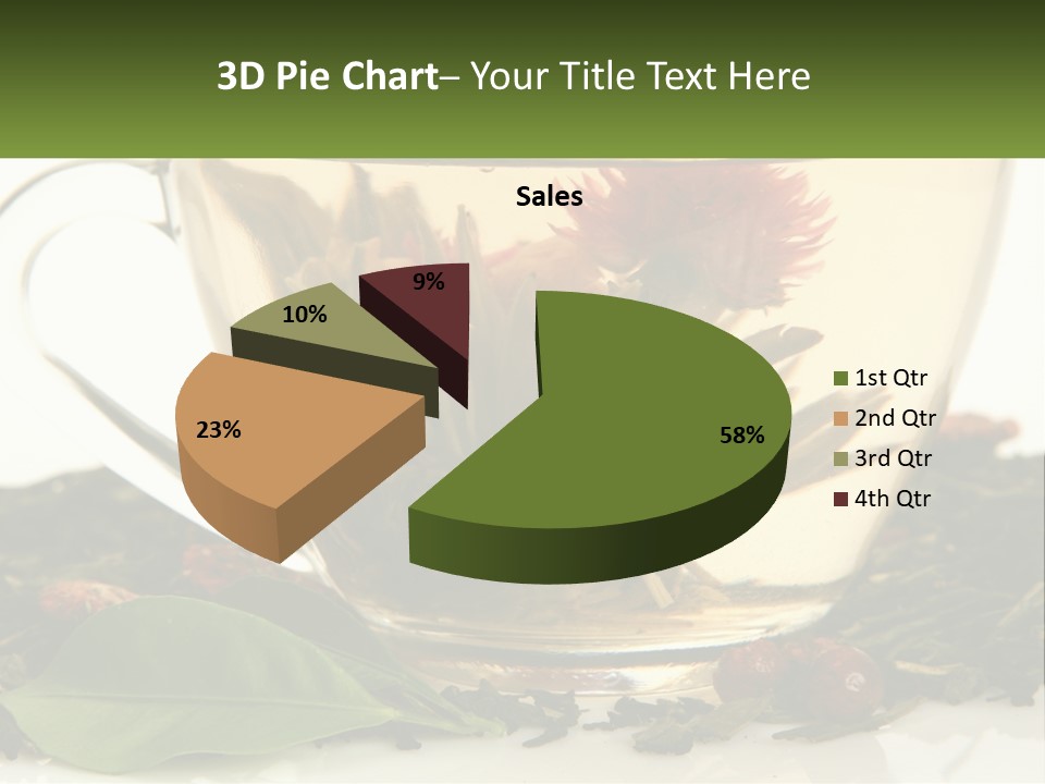 A Cup Of Green Tea With A Red Flower In It PowerPoint Template