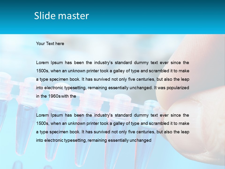 A Hand Holding A Row Of Blue And Pink Tubes PowerPoint Template
