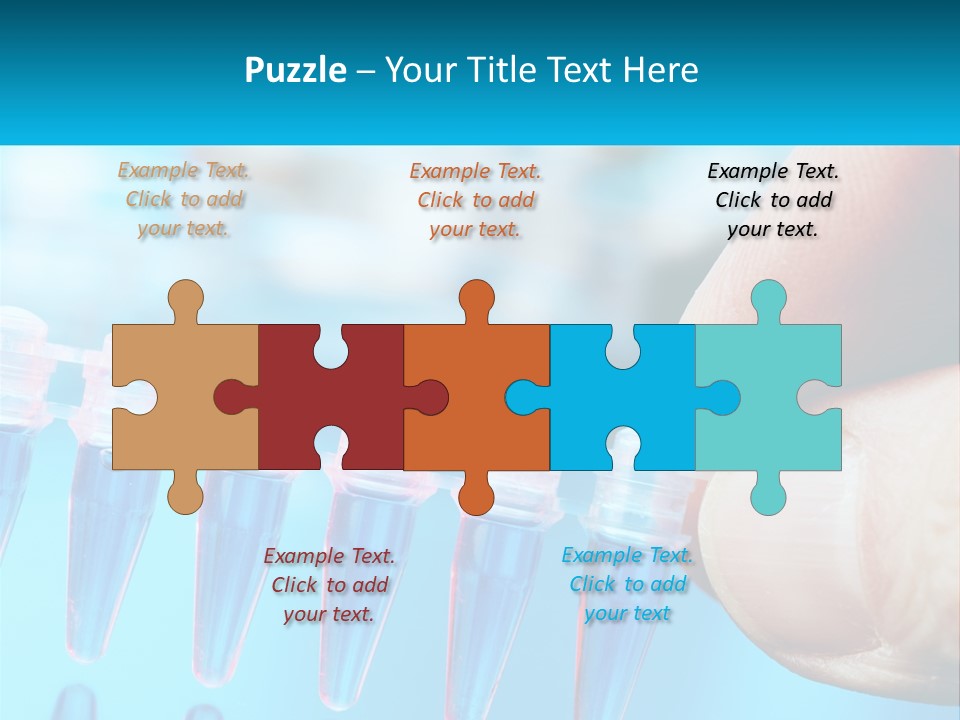 A Hand Holding A Row Of Blue And Pink Tubes PowerPoint Template