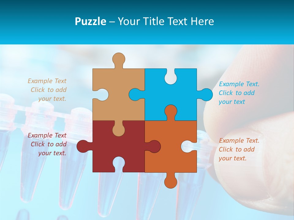 A Hand Holding A Row Of Blue And Pink Tubes PowerPoint Template