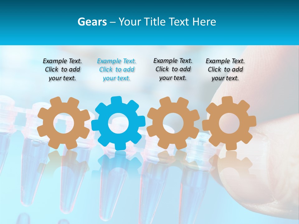A Hand Holding A Row Of Blue And Pink Tubes PowerPoint Template