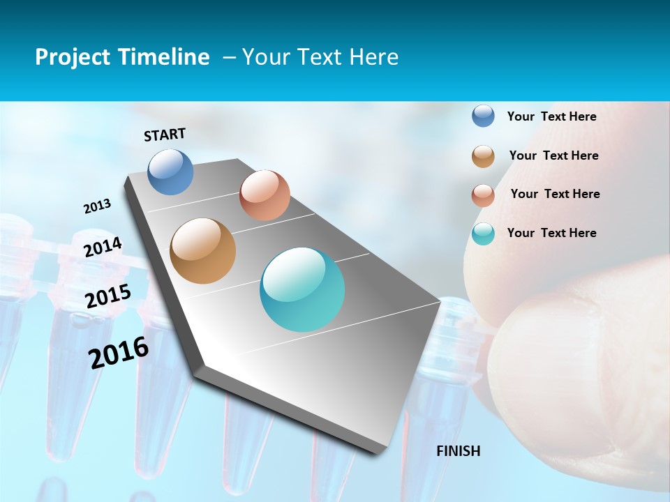 A Hand Holding A Row Of Blue And Pink Tubes PowerPoint Template