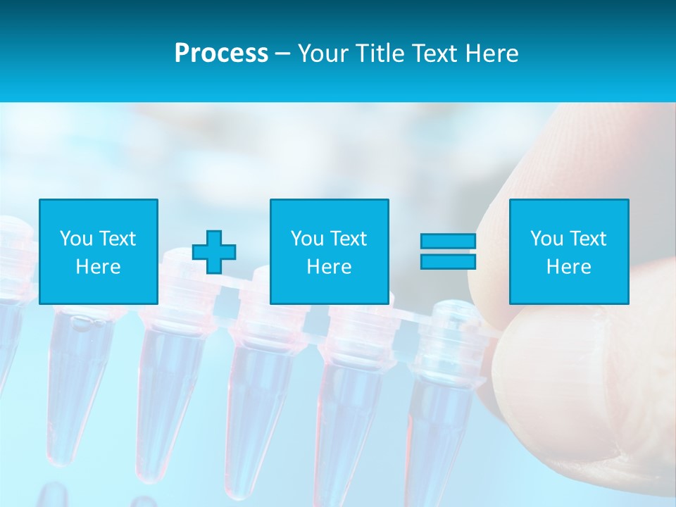 A Hand Holding A Row Of Blue And Pink Tubes PowerPoint Template