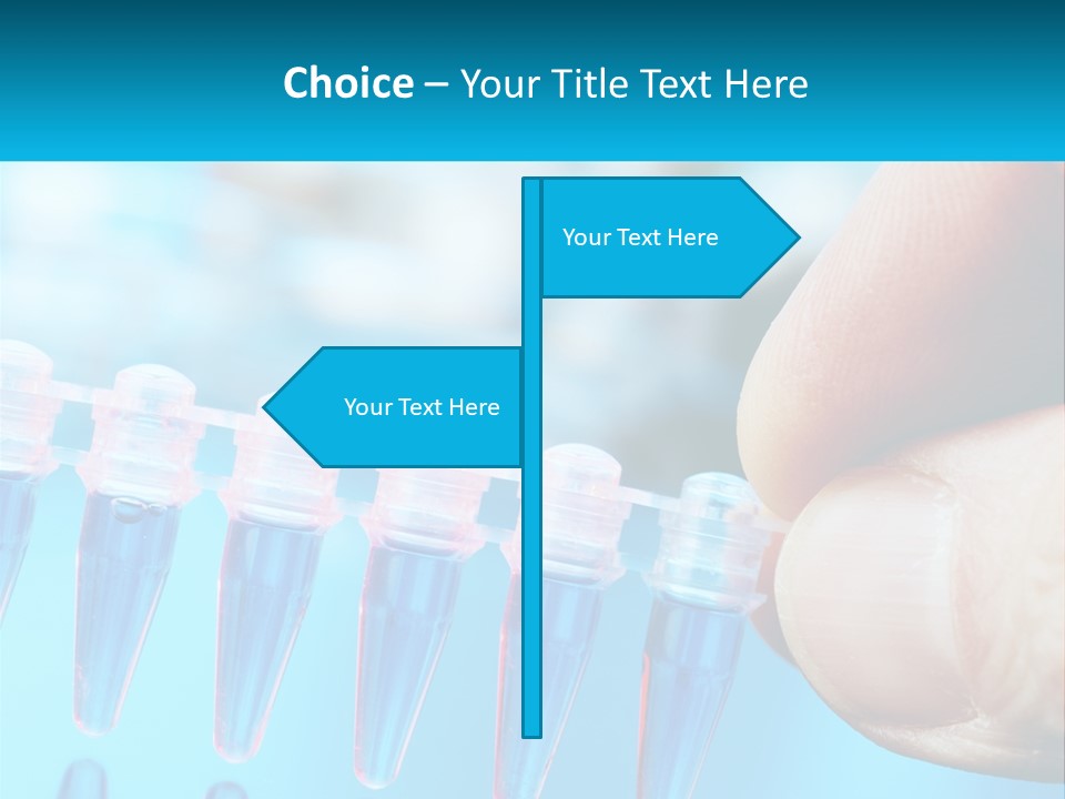 A Hand Holding A Row Of Blue And Pink Tubes PowerPoint Template