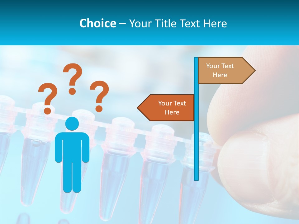A Hand Holding A Row Of Blue And Pink Tubes PowerPoint Template