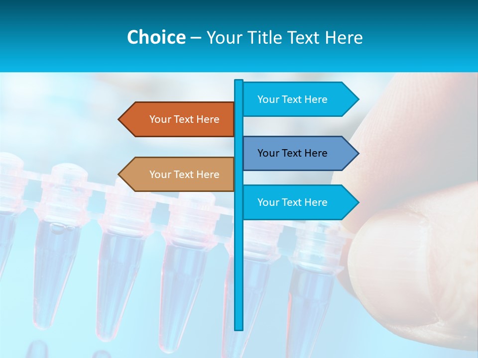 A Hand Holding A Row Of Blue And Pink Tubes PowerPoint Template