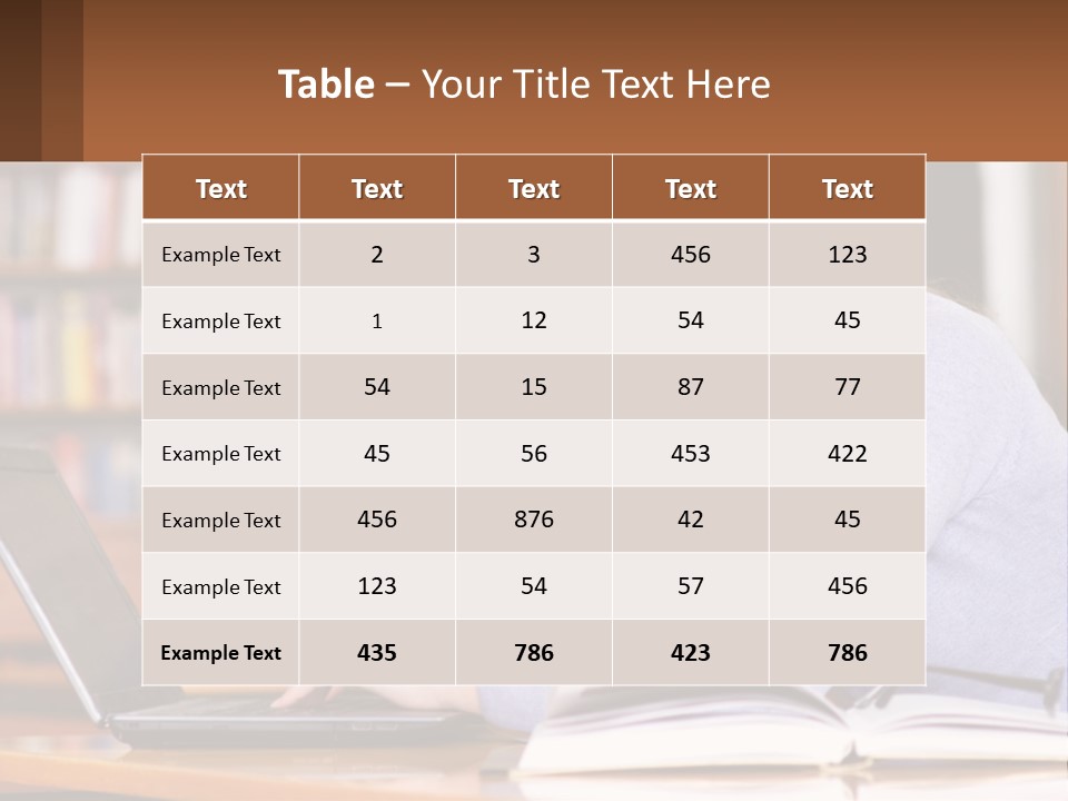 A Woman Sitting At A Table With A Book In Front Of Her PowerPoint Template