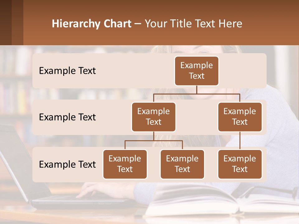 A Woman Sitting At A Table With A Book In Front Of Her PowerPoint Template