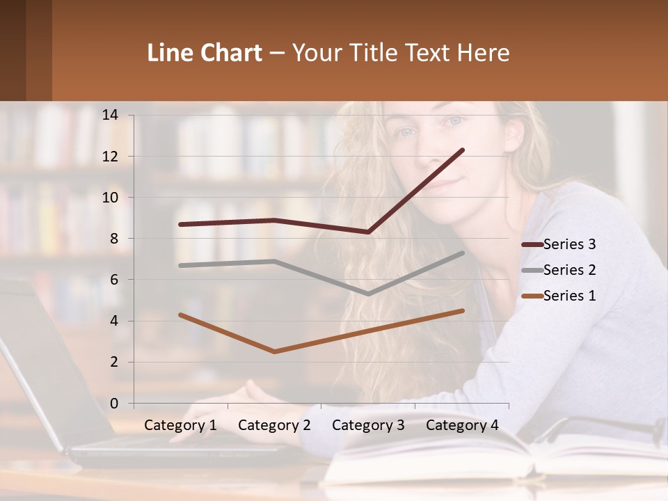 A Woman Sitting At A Table With A Book In Front Of Her PowerPoint Template