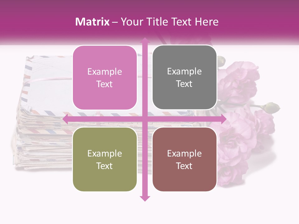 A Stack Of Envelopes With Pink Flowers On A White Background PowerPoint Template