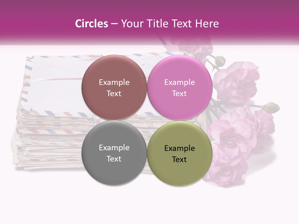 A Stack Of Envelopes With Pink Flowers On A White Background PowerPoint Template