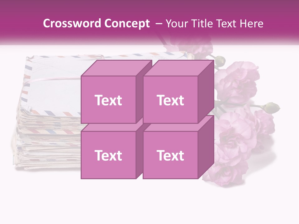A Stack Of Envelopes With Pink Flowers On A White Background PowerPoint Template