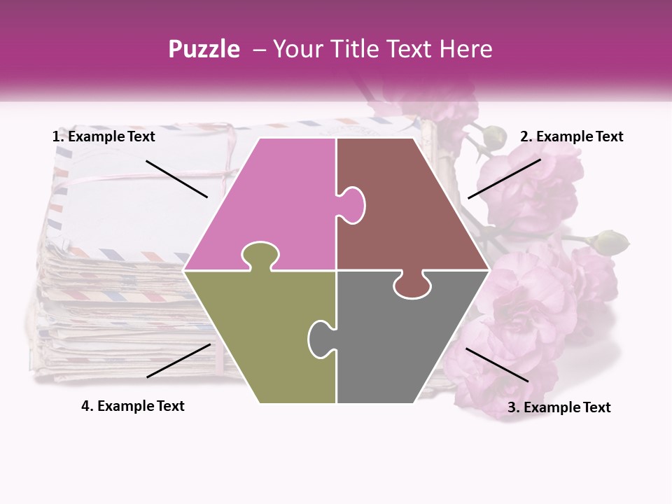 A Stack Of Envelopes With Pink Flowers On A White Background PowerPoint Template