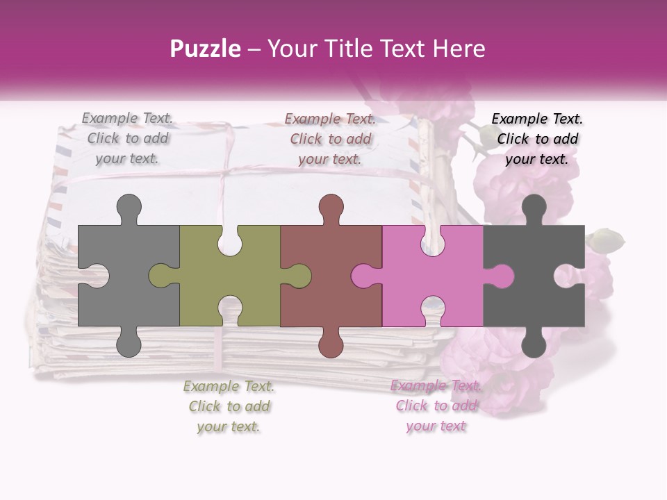 A Stack Of Envelopes With Pink Flowers On A White Background PowerPoint Template