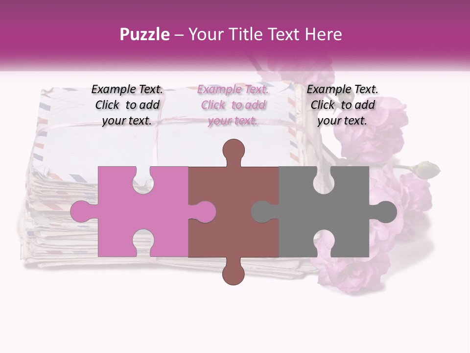 A Stack Of Envelopes With Pink Flowers On A White Background PowerPoint Template