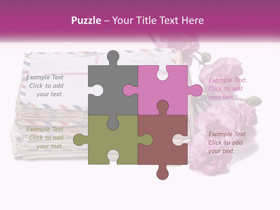 A Stack Of Envelopes With Pink Flowers On A White Background PowerPoint Template