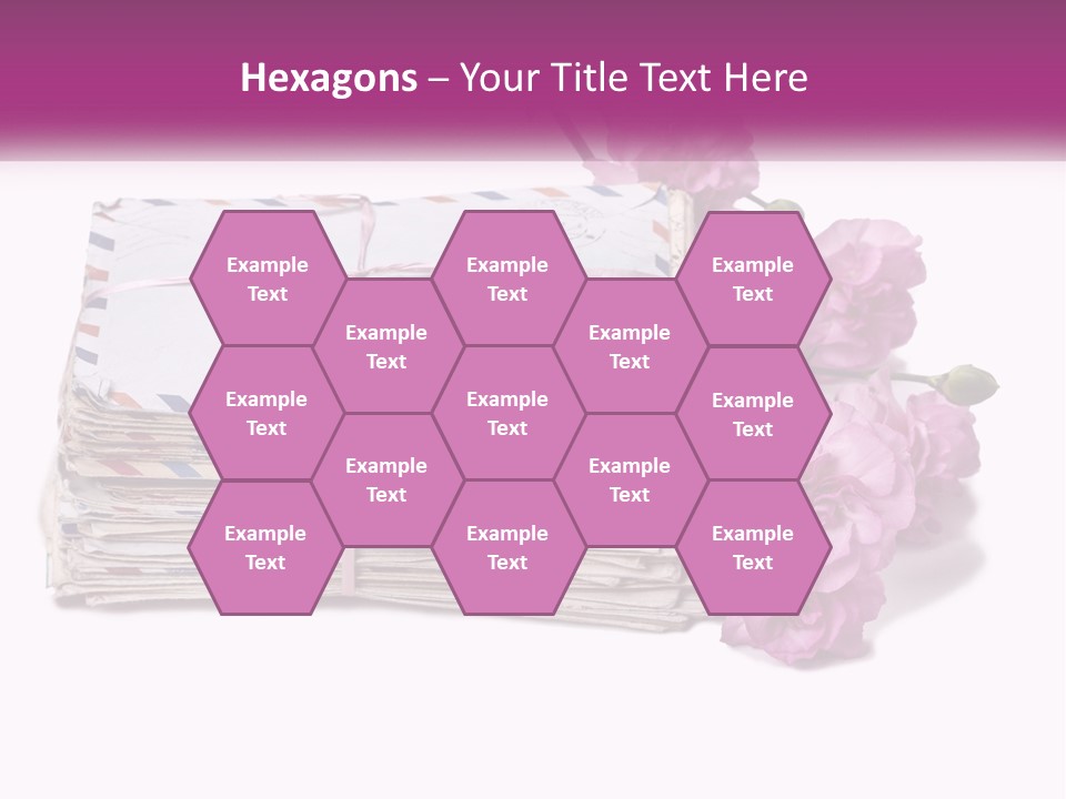 A Stack Of Envelopes With Pink Flowers On A White Background PowerPoint Template