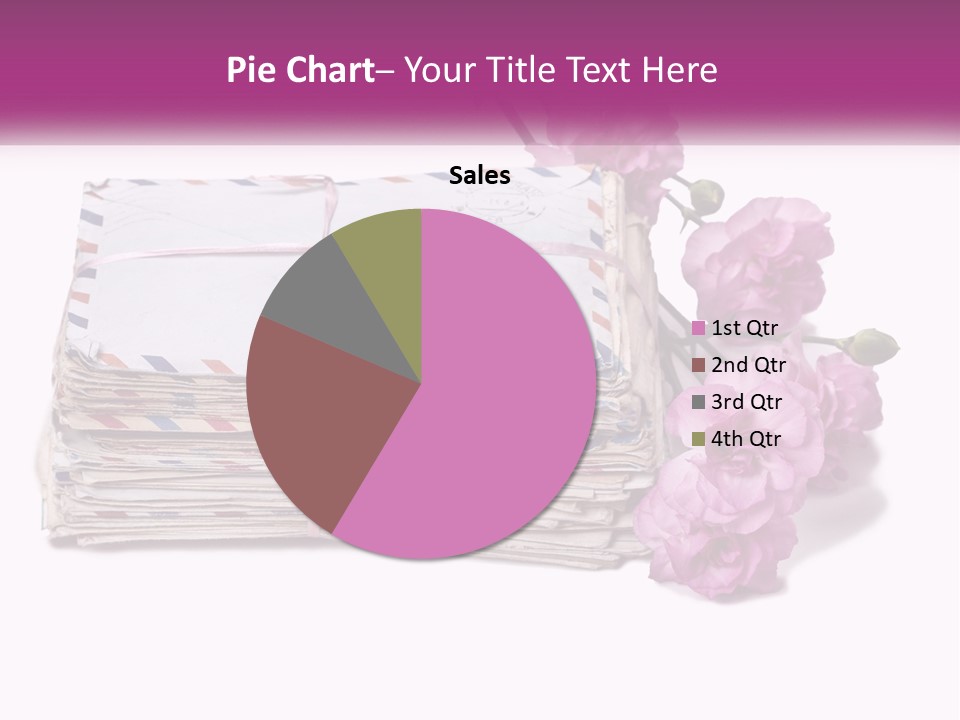A Stack Of Envelopes With Pink Flowers On A White Background PowerPoint Template