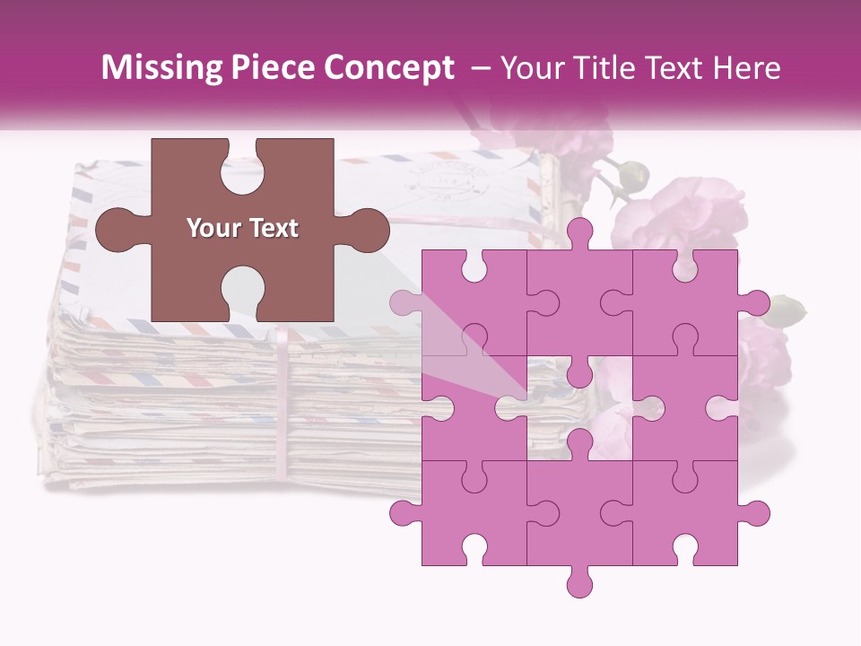 A Stack Of Envelopes With Pink Flowers On A White Background PowerPoint Template