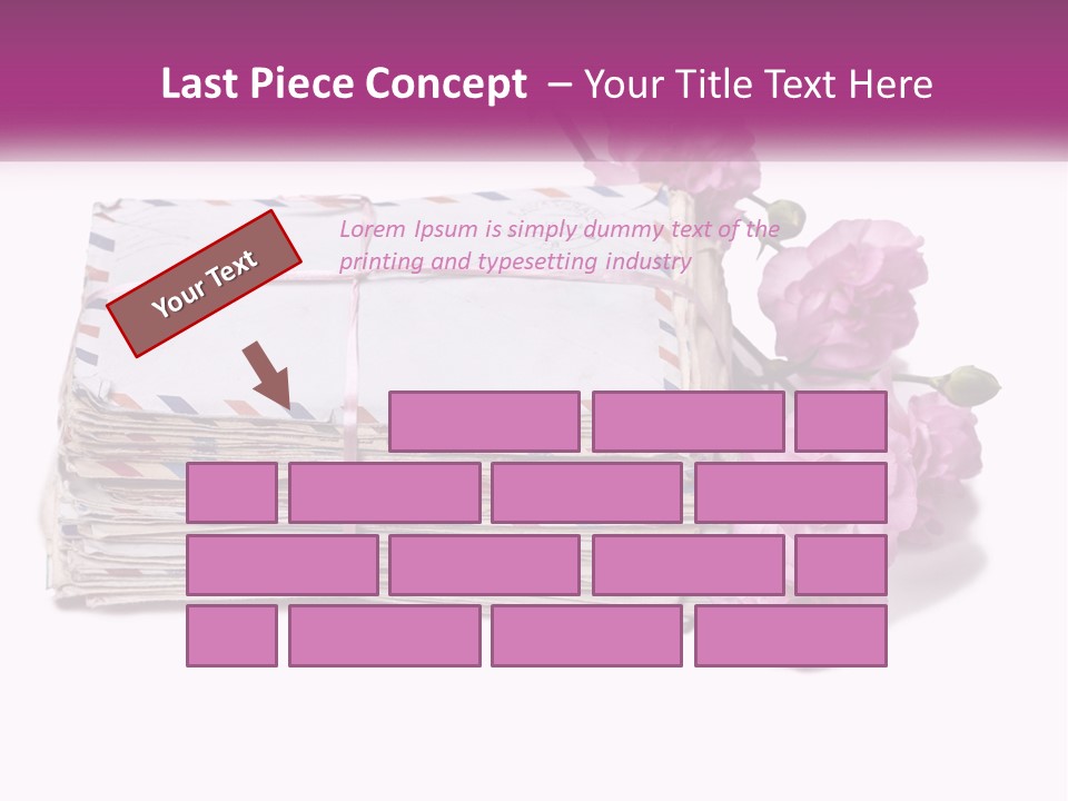 A Stack Of Envelopes With Pink Flowers On A White Background PowerPoint Template