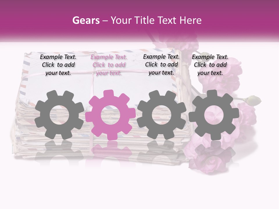 A Stack Of Envelopes With Pink Flowers On A White Background PowerPoint Template